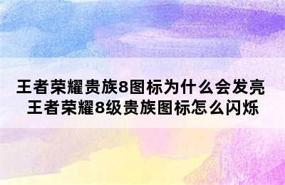 王者荣耀贵族8图标为什么会发亮 王者荣耀8级贵族图标怎么闪烁